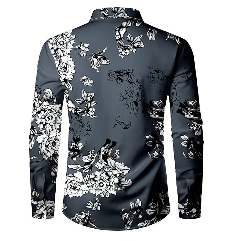 SHOWLU FASHION STORE Men's suit shirt party fashion new design personalized black and white with lapels high quality soft and comfortable material