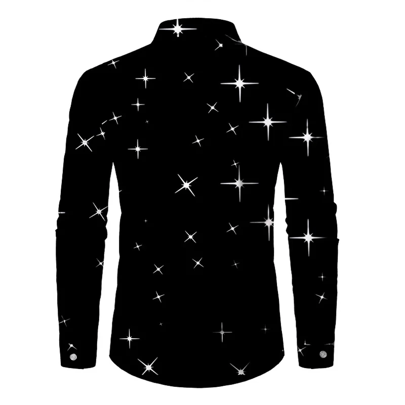 SHOWLU FASHION STORE Men's suit shirt party fashion new design personalized black and white with lapels high quality soft and comfortable material