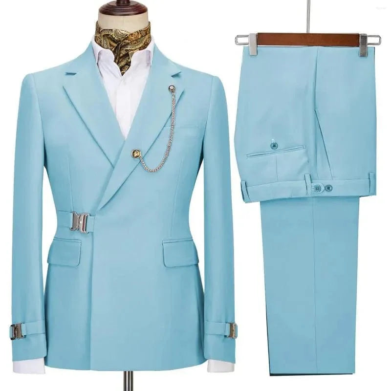 SHOWLU FASHION STORE men's slim fit suit with Italian-style cotton blazer and matching pants, perfect for business or formal occasions.