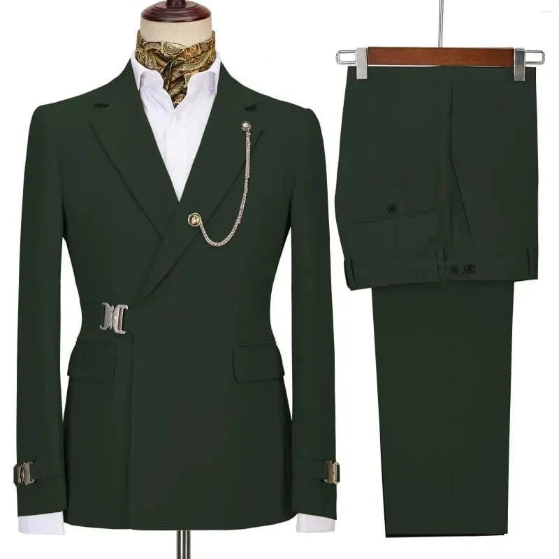 Men's slim fit suit by SHOWLU FASHION STORE, Italian style cotton blazer and pants for business, wedding, and formal occasions.