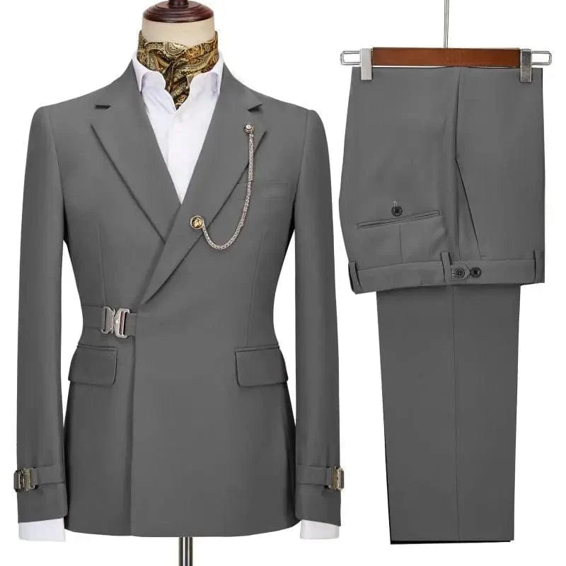 SHOWLU FASHION STORE men's slim fit suit with Italian style cotton blazer and matching pants, perfect for business or formal events.