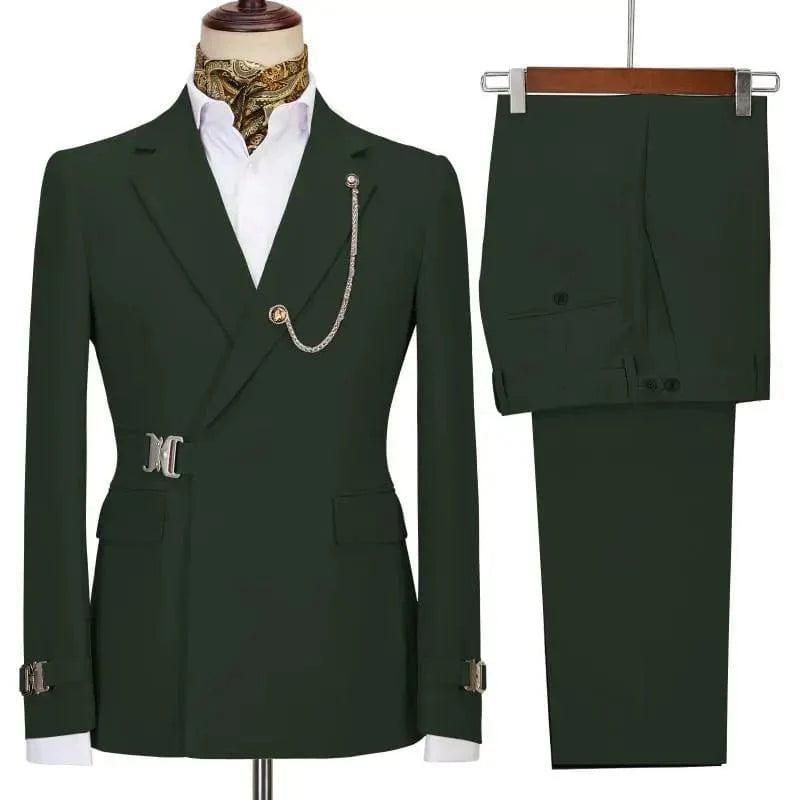 SHOWLU FASHION STORE men's 2-piece slim fit suit with Italian style cotton blazer and matching pants, ideal for business or formal events.