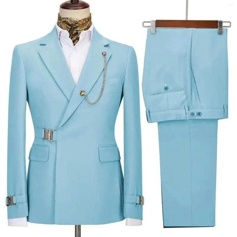SHOWLU FASHION STORE men's slim fit suit with blazer and pants, Italian style cotton business attire, perfect for formal events.