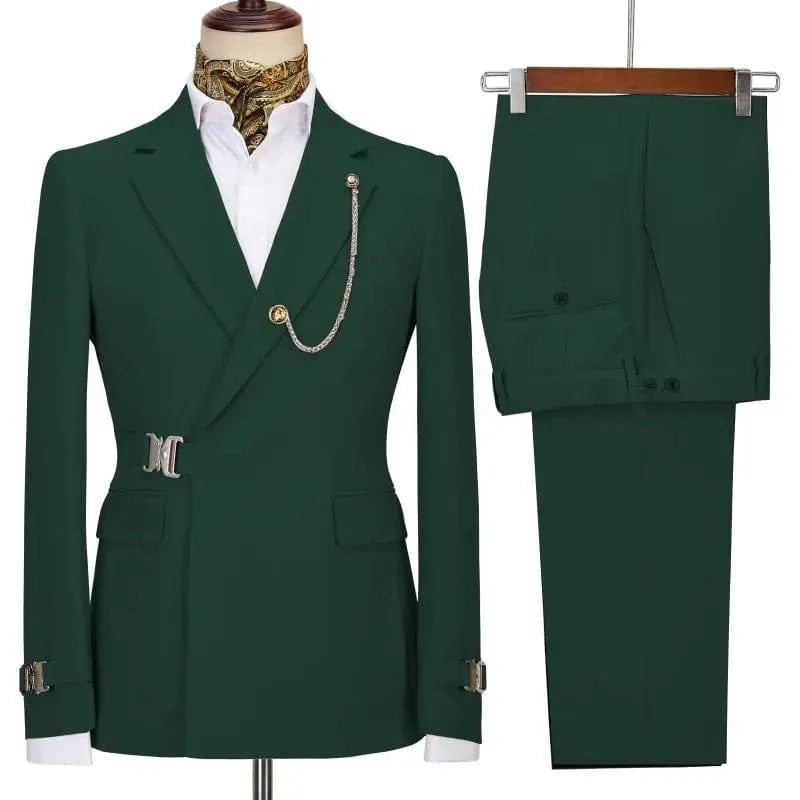 Men's slim fit suit by SHOWLU FASHION featuring Italian style cotton blazer and matching pants, ideal for business or formal events