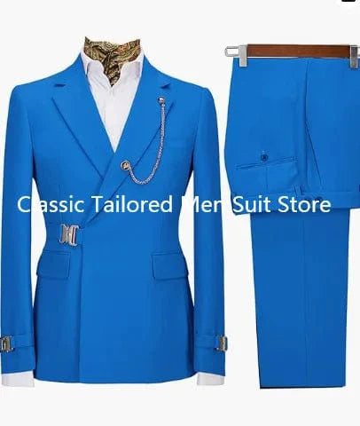 SHOWLU FASHION STORE men's 2-piece slim fit suit with Italian style cotton blazer and pants, perfect for business or formal occasions.