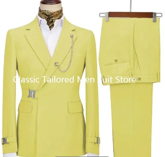 Men's slim fit suit by SHOWLU FASHION STORE, Italian style cotton blazer and pants, perfect for business or formal occasions