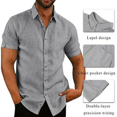  Showlu Fashion Store Men Short Sleeve Summer Solid Shirts Casual Loose Tops Tee