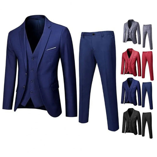 SHOWLU FASHION STORE Men Slim Fit Suit Set Elegant Men's Formal Business Suit Set with Vest Coat Pants for Office Meetings Groomsmen or Wedding