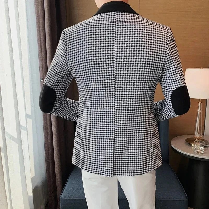  Showlu Fashion Store Men Spring High Quality Plaid Business Suit Jackets/Male Slim Fit Luxury Office Tuxedo/Man Brand Clothing Fashion Blazers 4XL-M