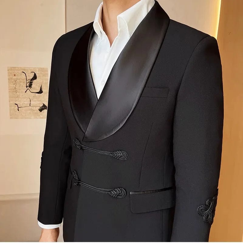 SHOWLU FASHION STORE Men Vintage Luxury Style Slim Fit Wedding Groom Party Ceremony Tuxedo Suits 2 Pieces Sets Jacket Pant Man Stage Costume