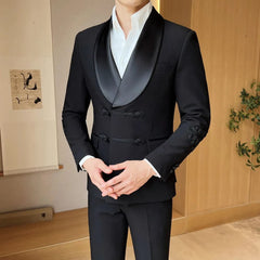 SHOWLU FASHION STORE Men Vintage Luxury Style Slim Fit Wedding Groom Party Ceremony Tuxedo Suits 2 Pieces Sets Jacket Pant Man Stage Costume