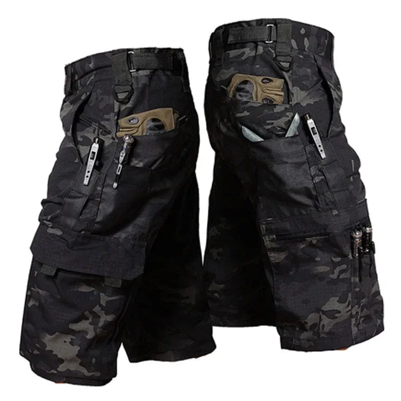 SHOWLU FASHION STORE Mens Cargo Shorts Summer Tactical Cropped Trousers Outdoor Waterproof Multi-pocket Bermudas Pants Camo Ripstop Hiking