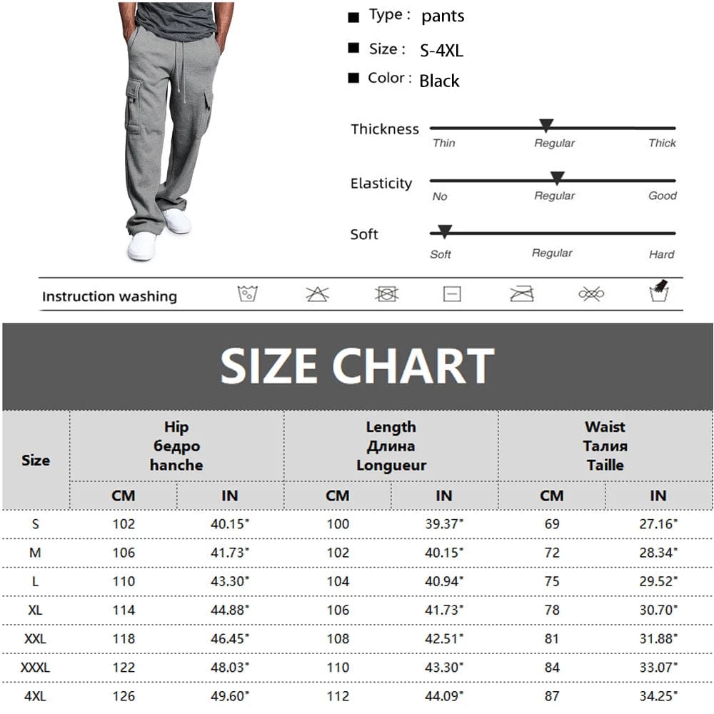 SHOWLU FASHION STORE Mens Sweatpants Straight Fit Joggers for Sports and Streetwear Loose Oversized Drawstring Long Pants Men Multi-pocket Pants