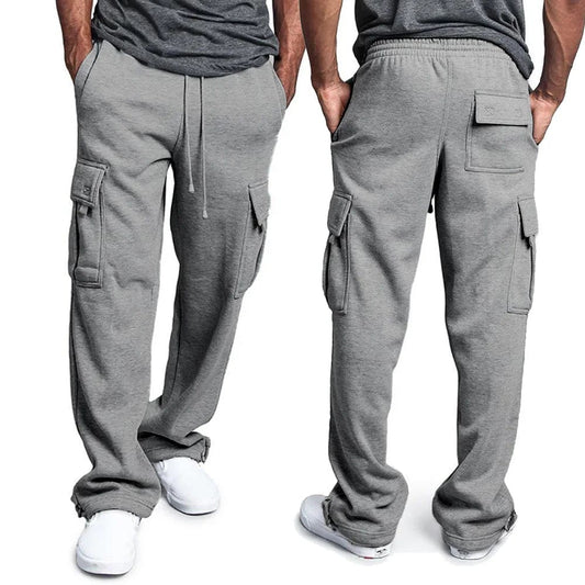 SHOWLU FASHION STORE Mens Sweatpants Straight Fit Joggers for Sports and Streetwear Loose Oversized Drawstring Long Pants Men Multi-pocket Pants