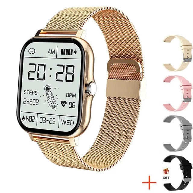  Showlu Fashion Store Mesh belt gold 1 Customize the watch face Smart watch Women Bluetooth  New Smart Watch Men For Xiaomi Samsung Android IOS Phone Watches