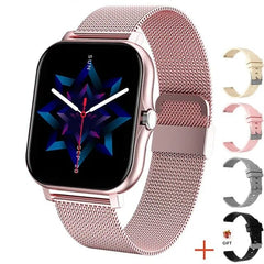  Showlu Fashion Store Mesh belt pink 1 Customize the watch face Smart watch Women Bluetooth  New Smart Watch Men For Xiaomi Samsung Android IOS Phone Watches