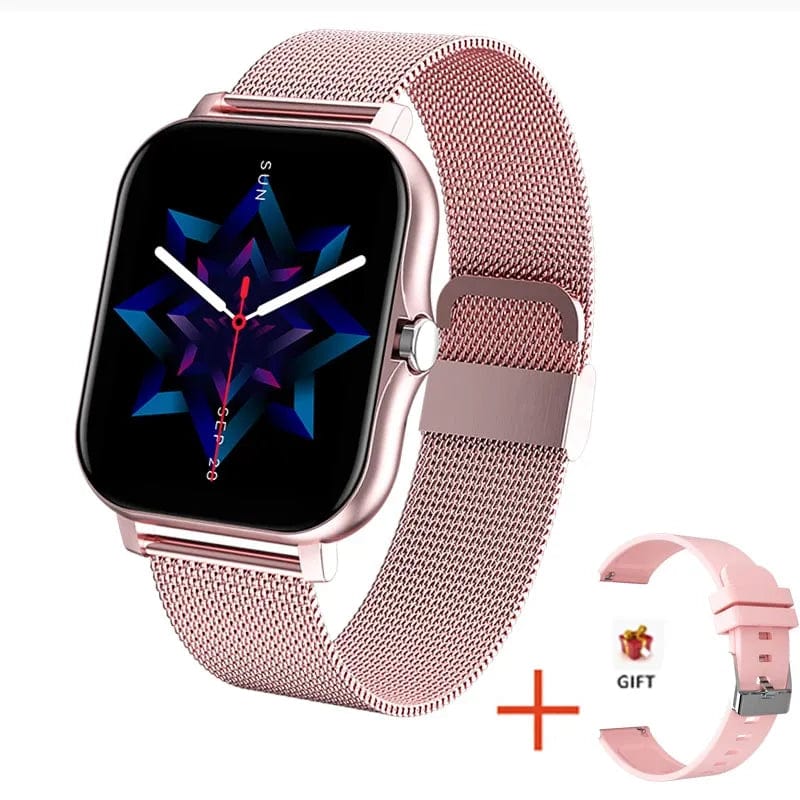 Showlu Fashion Store Mesh belt pink Customize the watch face Smart watch Women Bluetooth  New Smart Watch Men For Xiaomi Samsung Android IOS Phone Watches