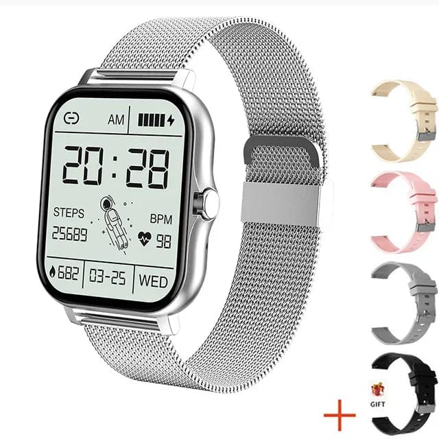  Showlu Fashion Store Mesh belt silver 1 Customize the watch face Smart watch Women Bluetooth  New Smart Watch Men For Xiaomi Samsung Android IOS Phone Watches