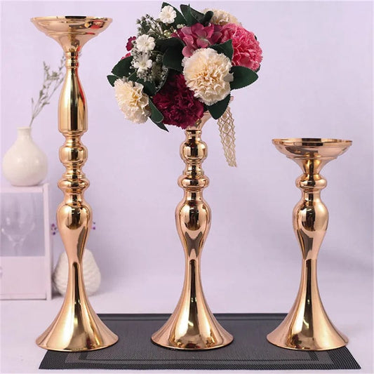 Showlu Fashion Store Metal Candle Holders Flowers Vase Candlestick Centerpieces Road Lead Candelabra Centerpieces Wedding porps Christmas decoration