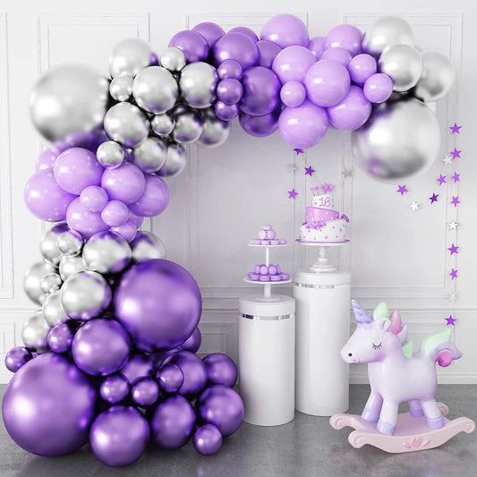  Showlu Fashion Store Metallic Balloons Birthday Party Baby Shower Wedding Decorations Chrome Purple Blue Rose Gold Pink Red Silver 10/20/30pcs Ballon