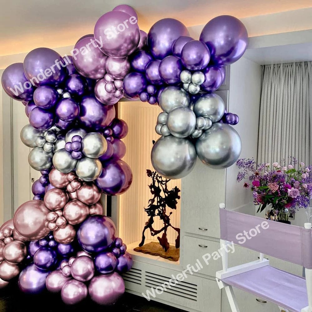  Showlu Fashion Store Metallic Balloons Birthday Party Baby Shower Wedding Decorations Chrome Purple Blue Rose Gold Pink Red Silver 10/20/30pcs Ballon