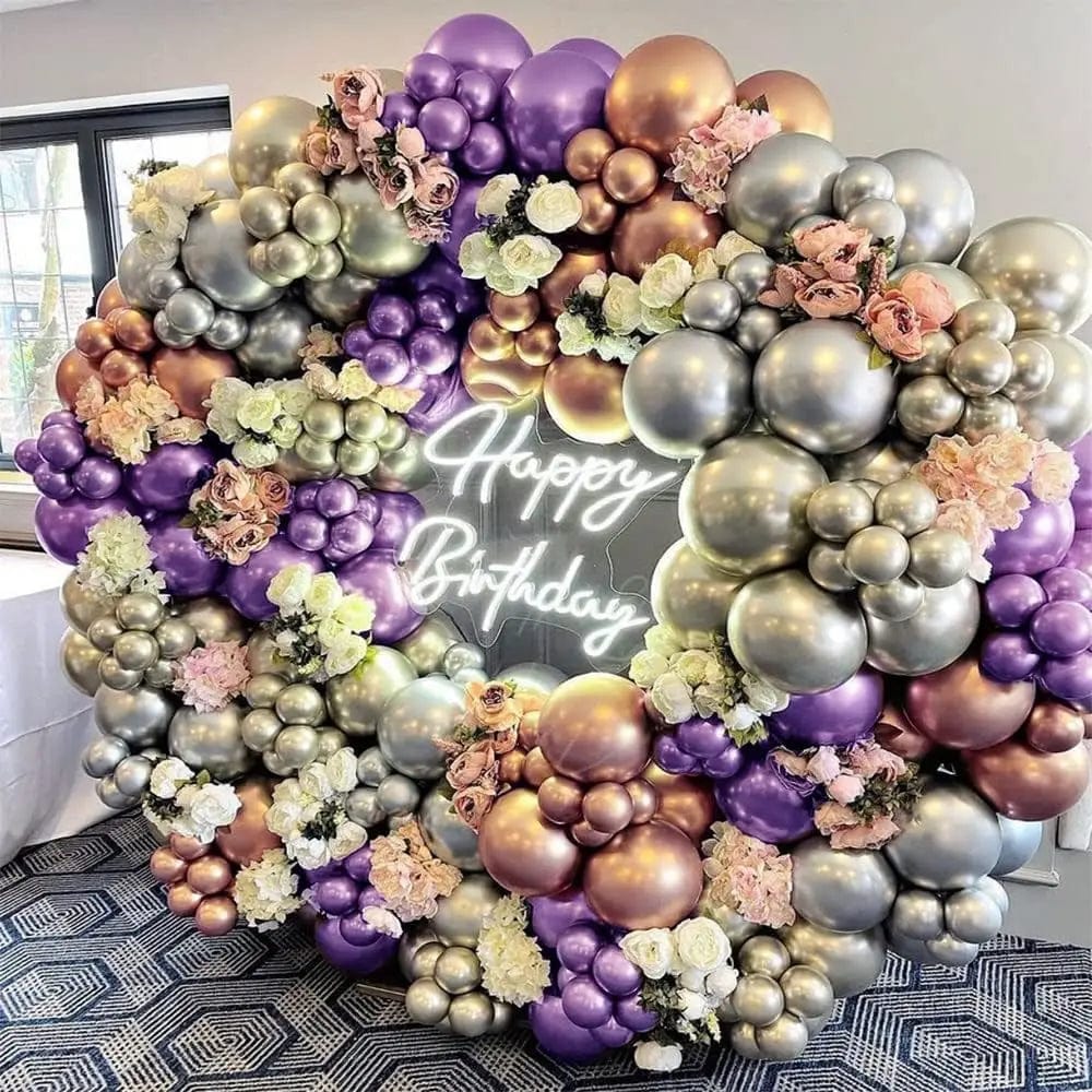  Showlu Fashion Store Metallic Balloons Birthday Party Baby Shower Wedding Decorations Chrome Purple Blue Rose Gold Pink Red Silver 10/20/30pcs Ballon