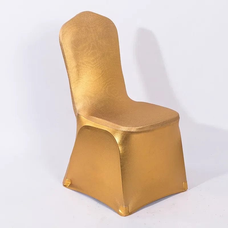  Showlu Fashion Store METALLIC SILVER Metallic Gold Silver Spandex Chair Cover Wedding Decoration Shiny Bronze Colour Lycra Luxury Design Nice Quality