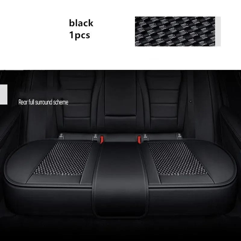 Showlu Fashion Store milky 3D Ice Silk+PU Leather Car Seat Cover Universal Seat Protector Non-slip Cushion Luxury Car Seat Upholstery Mat Accessories