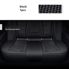 Showlu Fashion Store milky 3D Ice Silk+PU Leather Car Seat Cover Universal Seat Protector Non-slip Cushion Luxury Car Seat Upholstery Mat Accessories