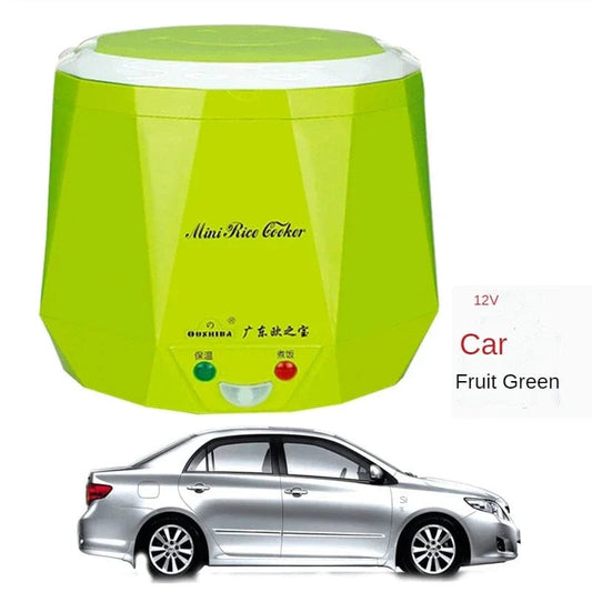  Showlu Fashion Store Mini Rice Cooker 1.3L Electric Heating Lunch Box Portable Thermostat Food Steamer Multi Electric Cooker For Car Truck 12/24V