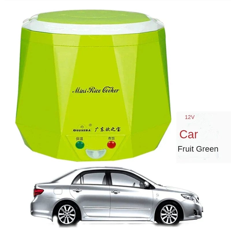  Showlu Fashion Store Mini Rice Cooker 1.6L Electric Heating Lunch Box Portable Thermostat Food Steamer Multi Electric Cooker For Car Truck 12/24V