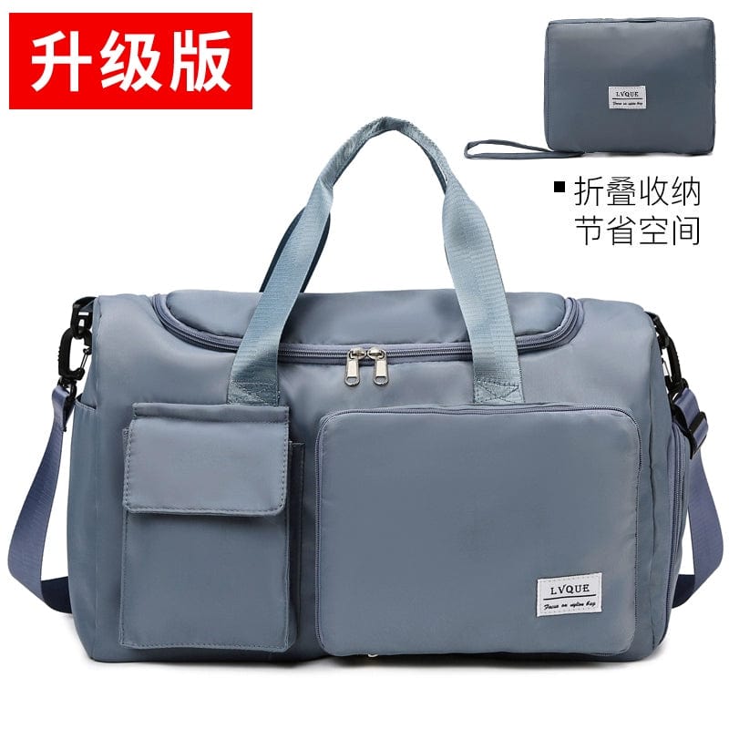 SHOWLU FASHION STORE Mist Blue / Big Foldable Fashion One-Shoulder Business Trip Pending Travel Bag