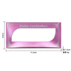 A rectangular pink false eyelash packaging box with dimensions labeled in centimeters.