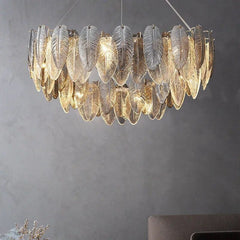  Showlu Fashion Store Modern LED Feather Glass Ceiling Chandeliers Luxury Villa Pandent Lamps Atmosphere High-end  Living Dining Room Hanging Lights