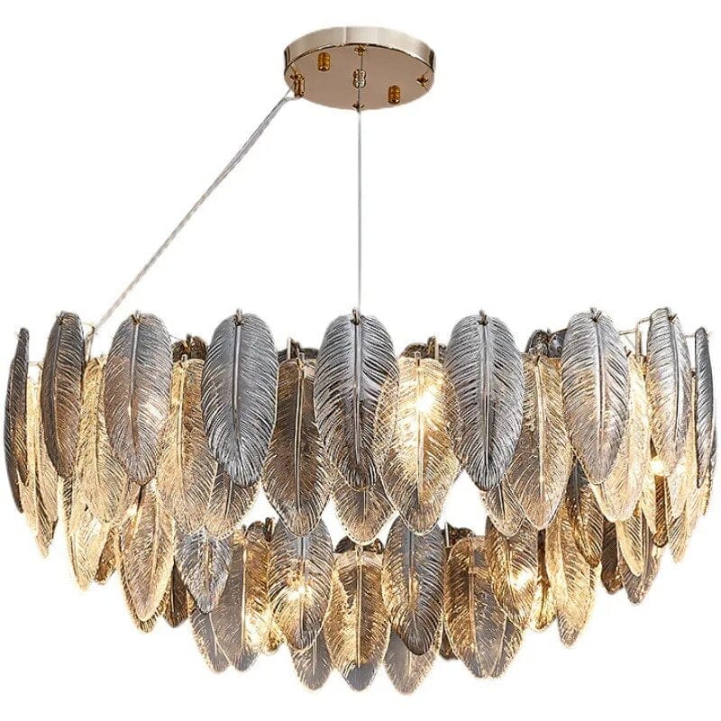  Showlu Fashion Store Modern LED Feather Glass Ceiling Chandeliers Luxury Villa Pandent Lamps Atmosphere High-end  Living Dining Room Hanging Lights