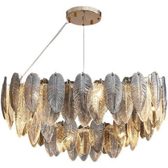  Showlu Fashion Store Modern LED Feather Glass Ceiling Chandeliers Luxury Villa Pandent Lamps Atmosphere High-end  Living Dining Room Hanging Lights