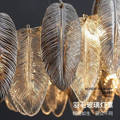  Showlu Fashion Store Modern LED Feather Glass Ceiling Chandeliers Luxury Villa Pandent Lamps Atmosphere High-end  Living Dining Room Hanging Lights