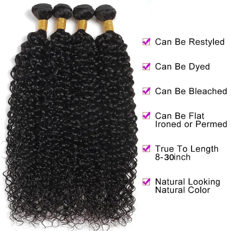 SHOWLU FASHION STORE Mongolian Afro Kinky Curly Bundles 1/3/4PCS Human Hair Extensions 100% Unprocessed Virgin Human Hair Weave Bundles Jerry Curl