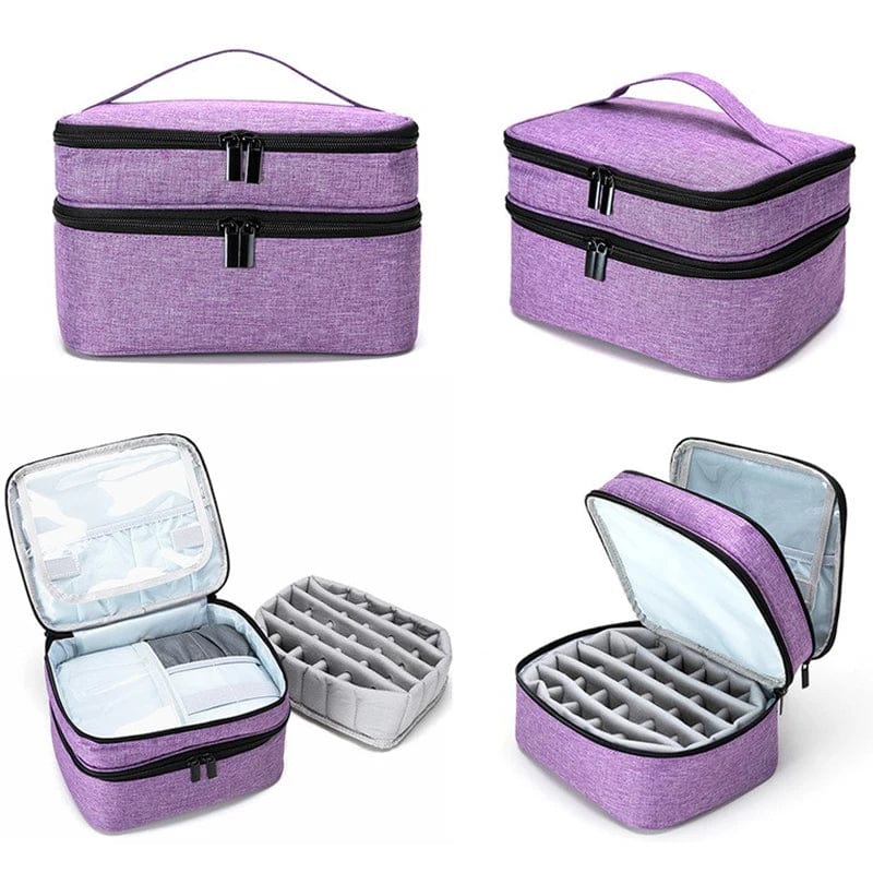  Showlu Fashion Store Multi-function Large Travel Essential Oil Nail Polish Manicure Makeup Storage Bags Cosmetic Carry Case Pouch Suitcase For Women