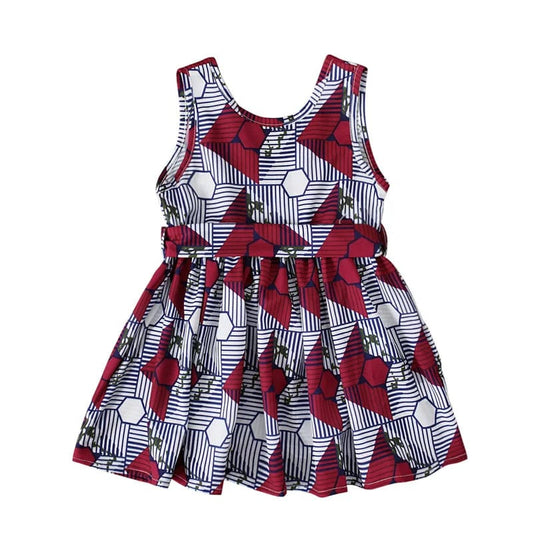  Showlu Fashion Store MULTI / M New Arrival Summer Fashion African Children V-neck Sleeveless Polyester Printing Dress African Dresses for Children