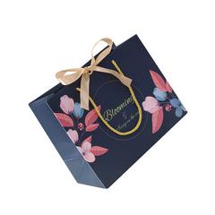 SHOWLU FASHION STORE Multi size Blue Paper gift Bags with handles Flower Pattern Shopping Package Bag New Year DIY Wedding Birthday Party Gift bags