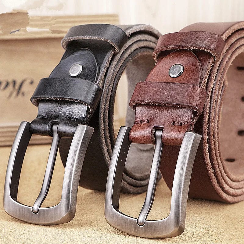 SHOWLU FASHION STORE Natural cowhide belt for men's hard metal buckle soft original cowhide mens leather belt unique texture real leather jeans belt