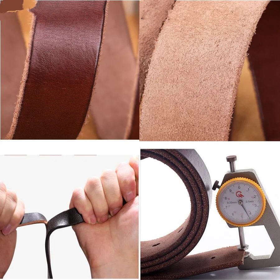 SHOWLU FASHION STORE Natural cowhide belt for men's hard metal buckle soft original cowhide mens leather belt unique texture real leather jeans belt