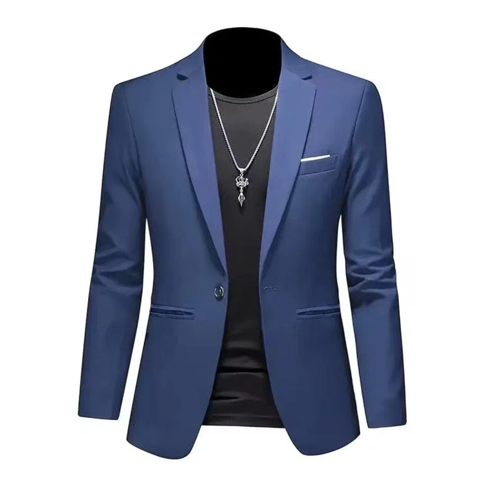 SHOWLU FASHION STORE Navy / Asian XXL Men's' Trendy Light Luxury Suit Jacket  Autumn Slim Fit  Casual Business Suit Non-ironing Anti-wrinkle Solid Color Classic Suit