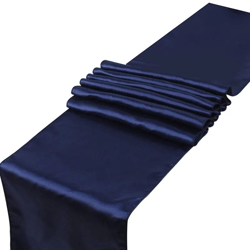 Showlu Fashion Store Navy Blue 10Pcs/Set Satin Table Runner 30cm x 275cm For Wedding Party Event Banquet Home Table Decoration Supply Table Cover Accessories