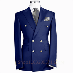 SHOWLU FASHION STORE Navy Blue / 5XL(EU60 or US50) Red Men Suits Blazer Casual Business Wedding Coat Best Man Suit Slim Fit Peak Lapel Jacket High Quality Double Breasted Coat