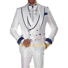 SHOWLU FASHION STORE Navy Blue / 5XL(US50)(EU60) Men 3-piece wedding tailcoat (jacket+vest+pants) fashion performance concert groom engagement cocktail summer party custom suit