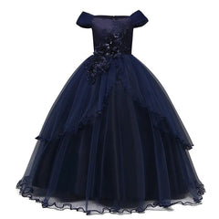  Showlu Fashion Store Navy Blue / 6 Summer Kids Dresses For Girls Wedding Dress Elegant Toddler Girls Princess Dress Children Evening Party Dresses vestido infantil