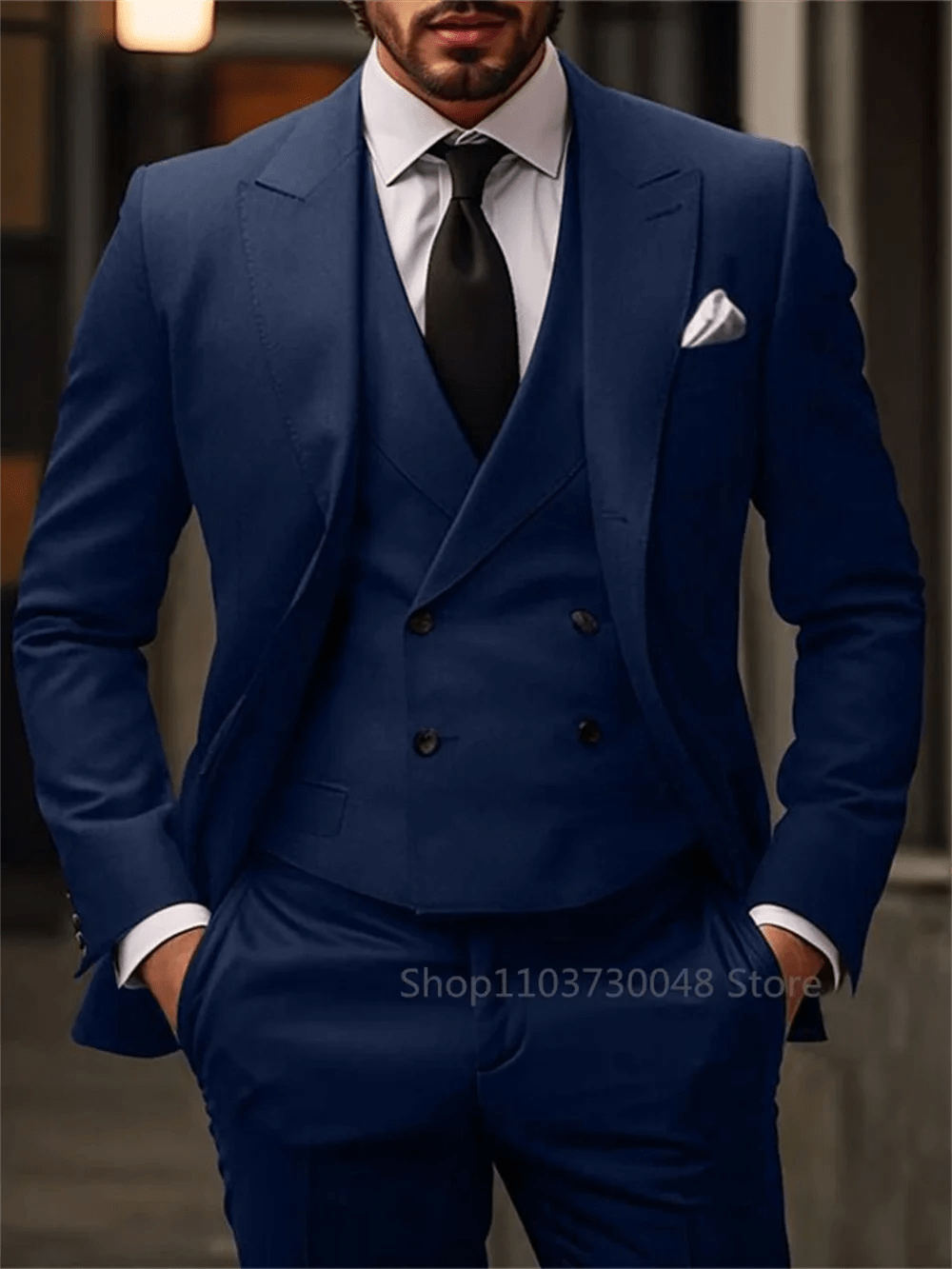 SHOWLU FASHION STORE Navy Blue / 6XL 3 Piece High Quality Red/Navy Suits for Men Slim Fit  Formal Business Office Daily Casual Outfits Fashion Wedding Party Tuxedo