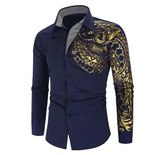  Showlu Fashion Store Navy Blue / M Luxury Shirt Men New Slim Long Sleeve Shirt for Men Long-sleeved Men Public Club Fancy Shirt Men's Shirts